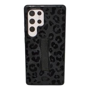 Velvet Caviar Black Leopard Phone Case with Hand Strap - Samsung S25 Ultra